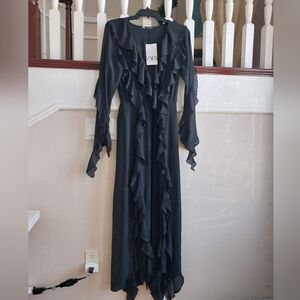 BRAND NEW w/TAGS Zara Ruffle Maxi Elegant Evening Dress Sz S